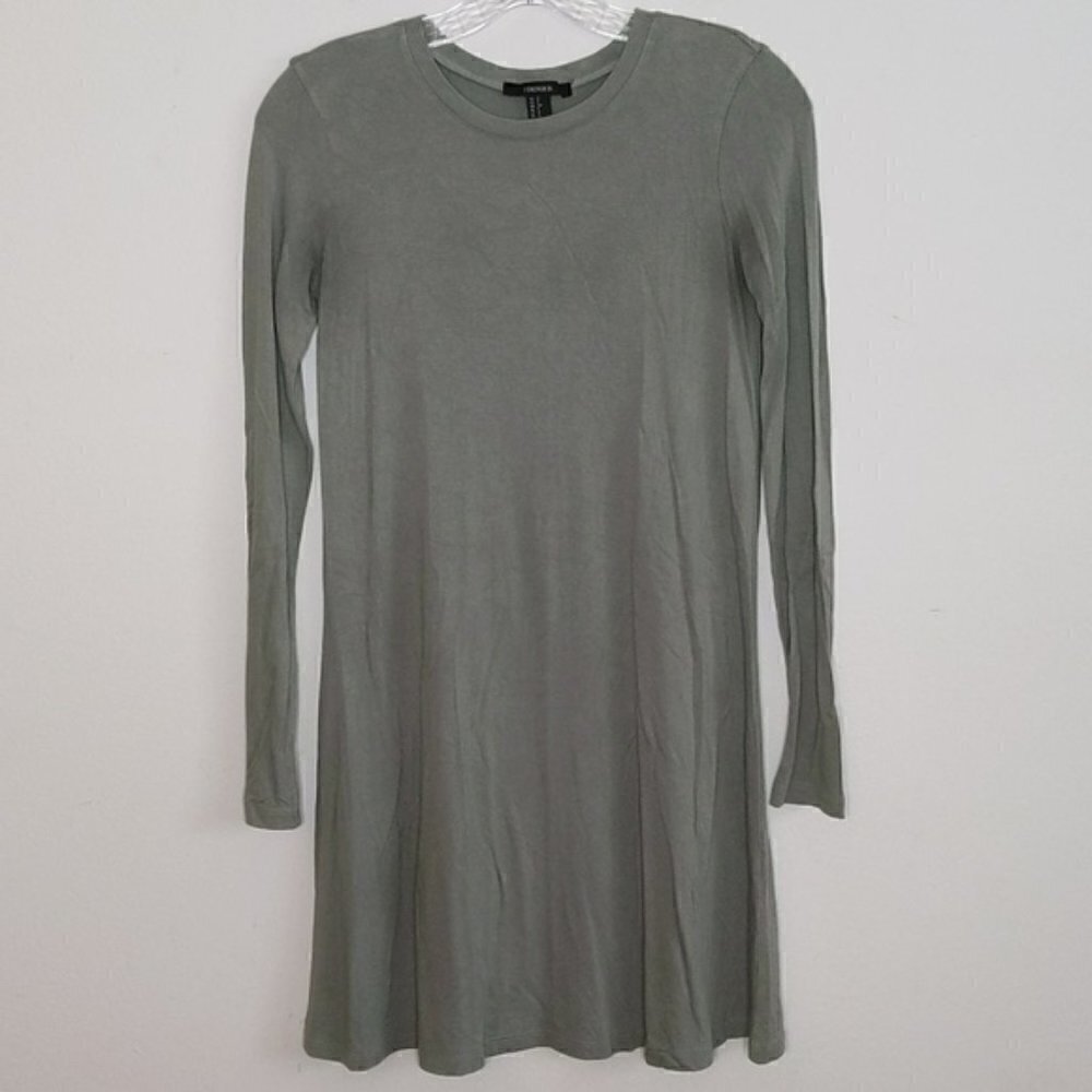 Forever 21 Green Long Sleeve T Shirt Mini Dress